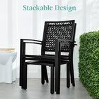 Best Choice Products 3-Piece Stackable Steel Outdoor Conversation Bistro Set, Patio Chat Furniture w/ 2 Chairs, Table- Black