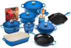 2025 20-piece Signature Cast Iron Cookware Set,10.25′′ Skillet,1.75-quart Saucepan with Lid