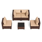 ELPOSUN Patio Furniture Set, Outdoor Patio Furniture Wicker Furniture Couch Set, 5 Pieces Outdoor Sectional Sofa, Patio Furniture Set, Outdoor Patio Set for Balcony Furniture (Grey)