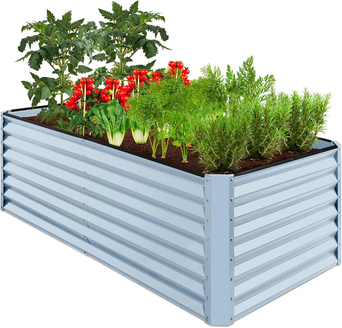 Gloaa 6x3x2ft Outdoor Metal Raised Garden Bed, Deep Root Box Planter for Vegetables, Flowers, Herbs, and Succulents W/ 269 Gallon Capacitysage Green