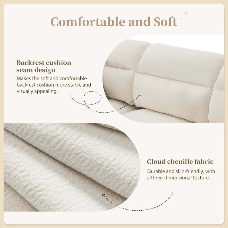 110-Inch L-Shaped 5-Seater Sectional Sofa with Removable Ottoman, Cloud Chenille Fabric, and 5 Cushions