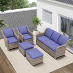 Ainfox 7 Pcs Outdoor Patio Furniture Sofa Set on Sale, Grey Rattan Grey Cushion