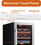 24'' Wine Cooler Refrigerator - 46 Bottle Wine Fridge Dual Zone with Modern Touch Intelligent Digital 40°-65°F Low Noise, Built in or Freestanding Wine Cooler for Home and Kitchen