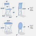 Best Choice Products 3-Piece Small Bistro Set, Folding Patio Furniture Set of 2 Chairs and Table - Black