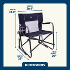 GCI Outdoor Freestyle Rocker XL Oversized Foldable Rocking Camp Chair, Pewter