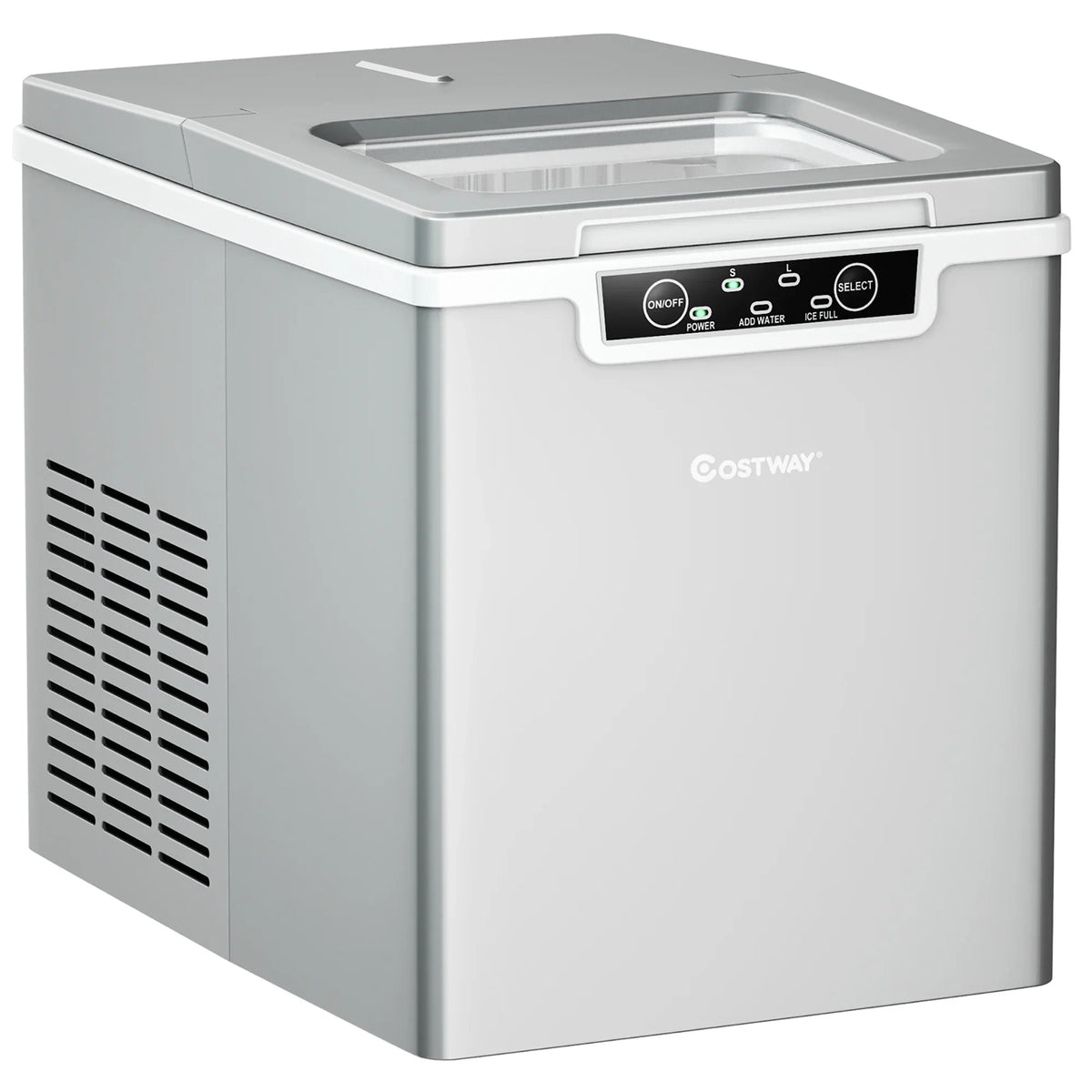 Costway Ice Maker Machine Countertop 26Lbs/24H Portable W/Scoop & Basket Silver