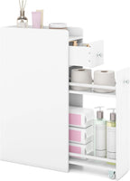 Tangkula Small Bathroom Storage Cabinet 4-Tier with Slide Out Drawers on Casters