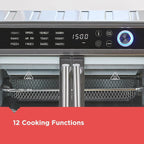 Crisp 'N Bake Air Fryer Toaster Oven Combo, 12 in 1 Countertop Convection Oven Cooks Food Fast, Fits a Whole Pizza or 6 Toast Slices, French Doors with Stainless Steel Finish