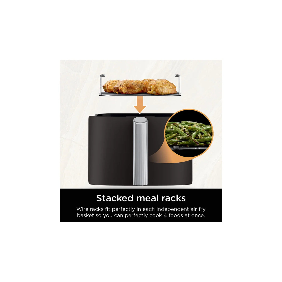 Ninja Doublestack XL 2 - Basket Air Fryer, Doublestack Technology Cooks 4 Foods at Once, Space Saving Design, 10 QT, 4 - in - 1, Smart Finish & Match Cook, SL400
