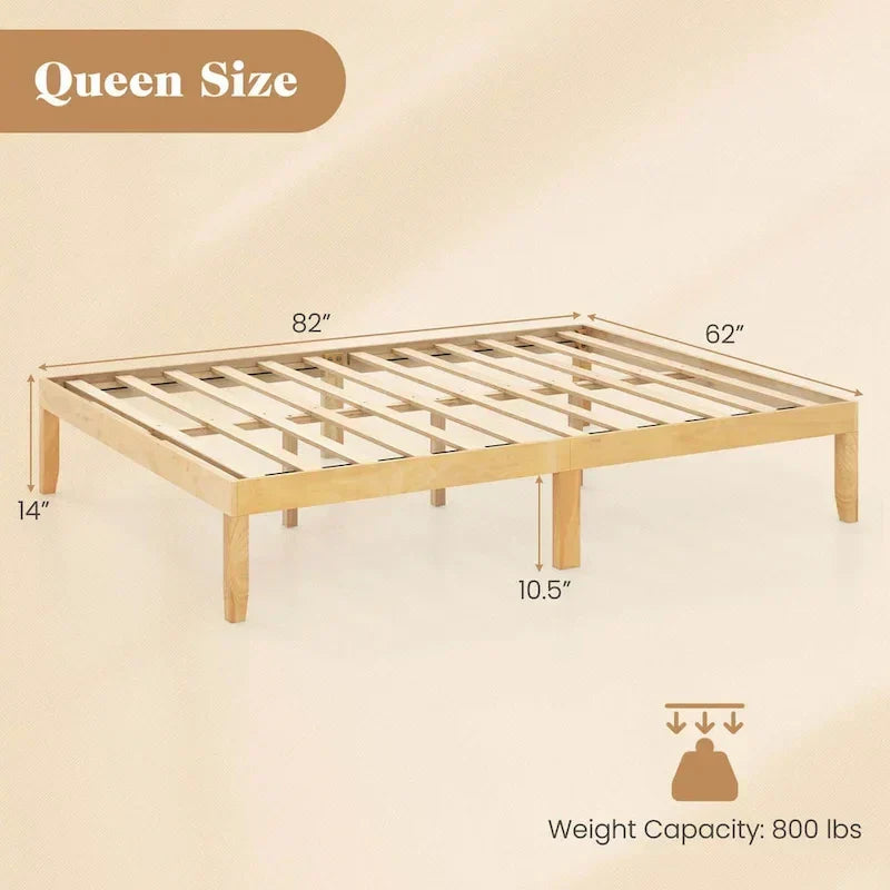 Costway 14-Inch Wooden Platform Bed Frame for Twin, Full, and Queen Sizes with Rubber Support