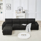 126W Large L-Shaped Corduroy Sofa with USB Charging Port