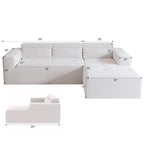 L Shaped Sectional Sofa with Upholstered Cushions and Modular Design