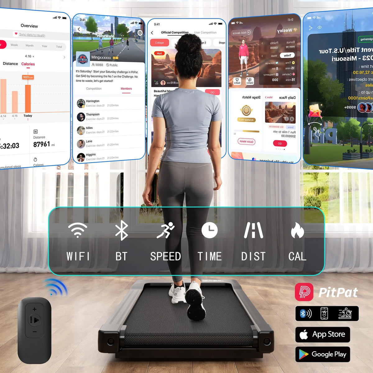 Walking Pad Treadmill with Remote Control, Under Desk Treadmill for Home&Office, 250 lb Weight Capacity