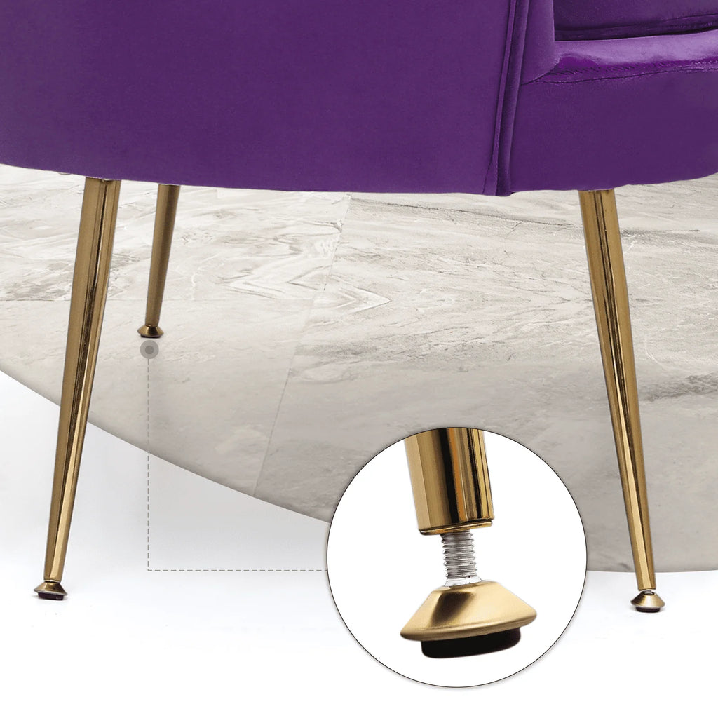 Monibloom Contemporary Velvet Loveseat Chair with Gold - Finished Metal Legs, 2 - Seater Sofa with Two Pillows for Living Room, Bedroom, Home Office, Purple