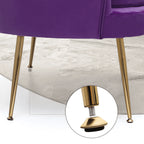 Monibloom Contemporary Velvet Loveseat Chair with Gold - Finished Metal Legs, 2 - Seater Sofa with Two Pillows for Living Room, Bedroom, Home Office, Purple