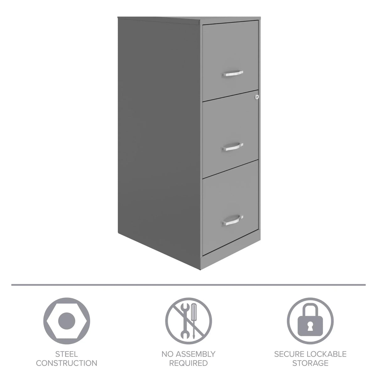 Space Solutions 18" Deep 3 Drawer Smart Letter Width Vertical File Cabinet, Navy