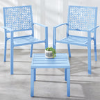 Best Choice Products 3-Piece Stackable Steel Outdoor Conversation Bistro Set, Patio Chat Furniture w/ 2 Chairs, Table- Black