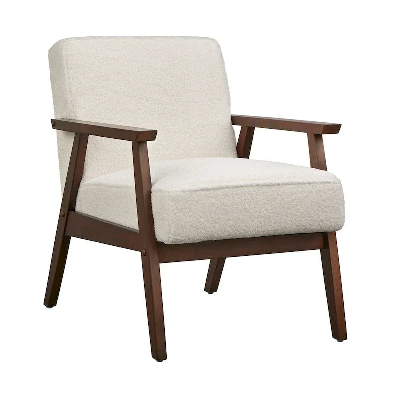 Mid Century Accent Lounge Chair with Cushioned Seat and Wooden Frame