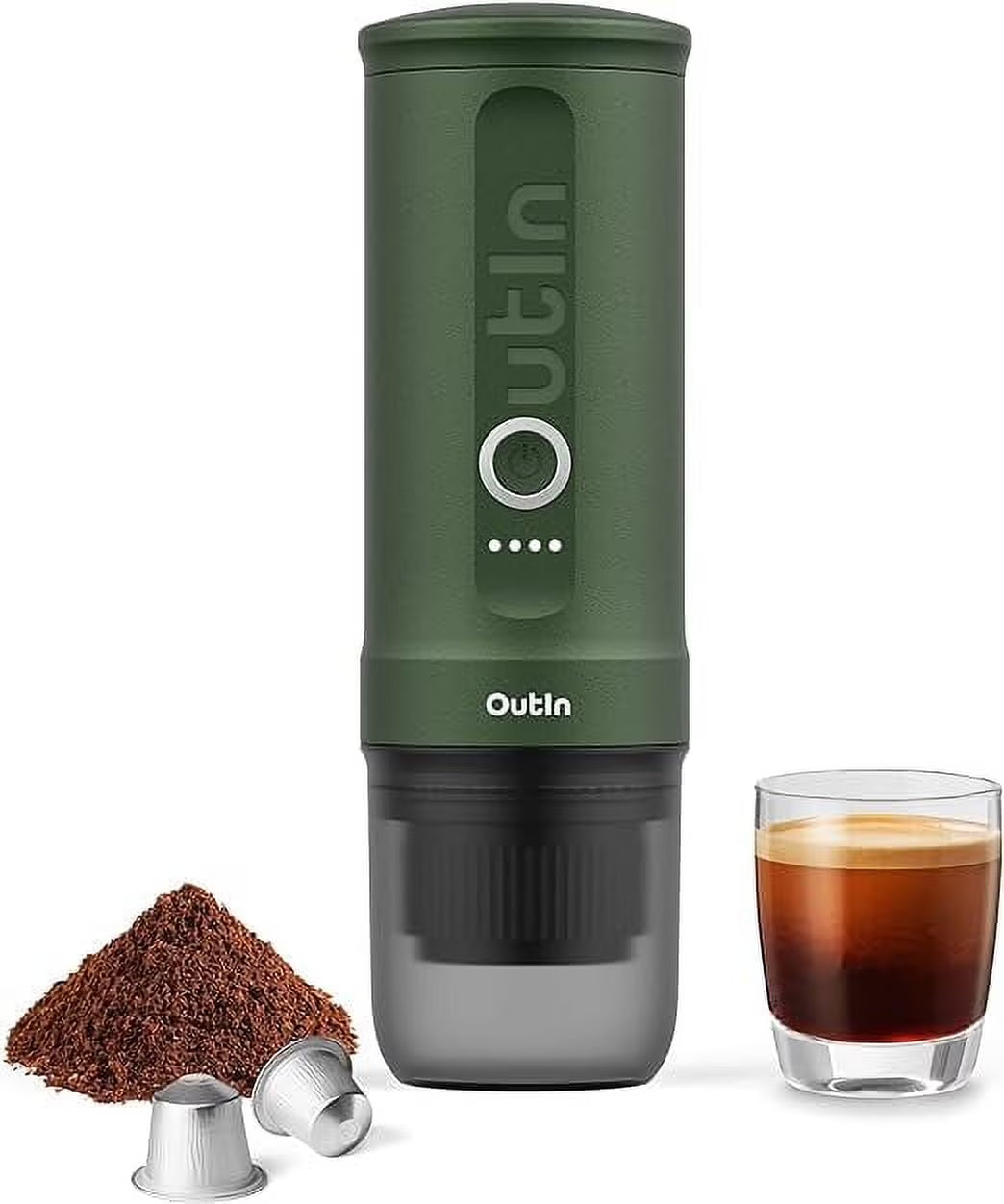 Nano Portable Electric Espresso Machine: 20 Bar, 3 - 4 Min Self - Heating, Mini 12V/24V Car Coffee Maker with NS Capsule & Ground Options - Ideal for Camping, Travel, RV, Hiking, Office (Space Grey)