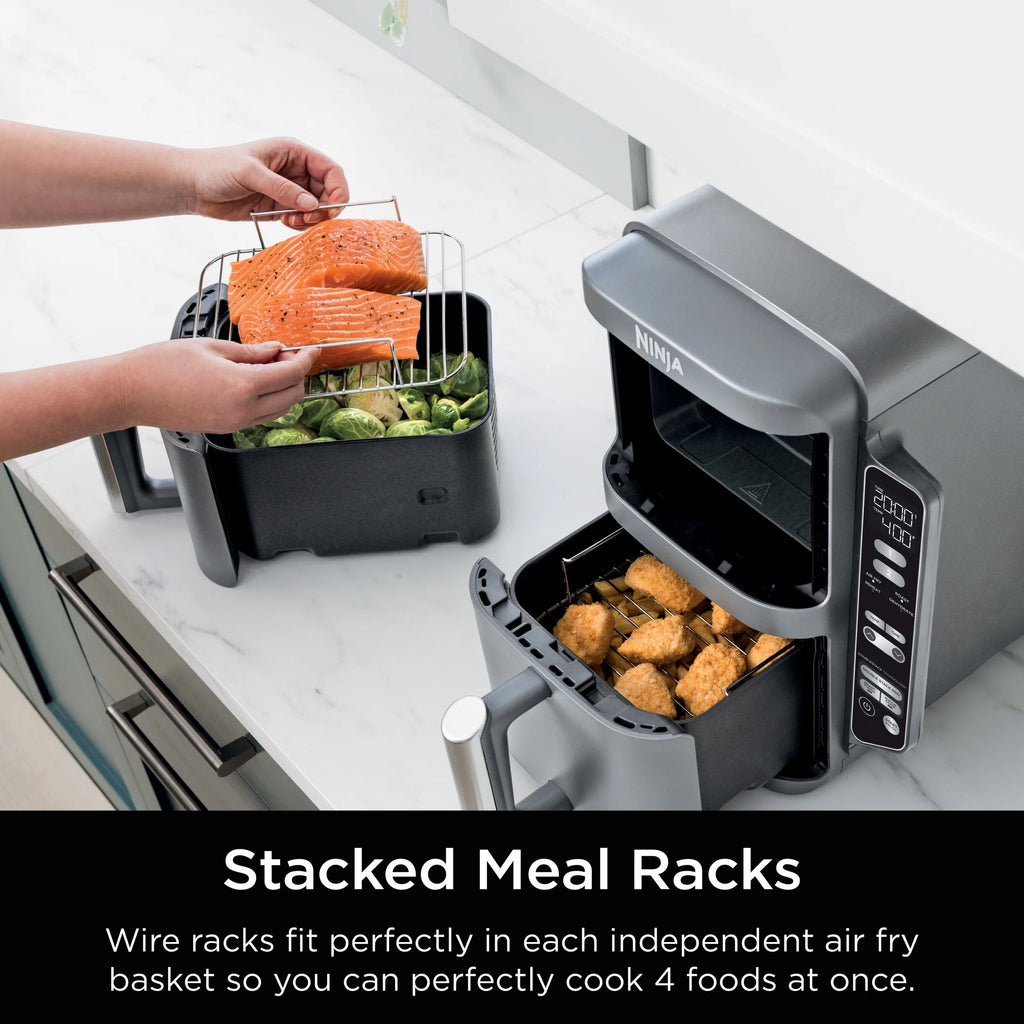 Ninja Doublestack XL 2 - Basket Air Fryer, Doublestack Technology Cooks 4 Foods at Once, Space Saving Design, 10 QT, 4 - in - 1, Smart Finish & Match Cook, SL400