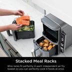Ninja Doublestack XL 2 - Basket Air Fryer, Doublestack Technology Cooks 4 Foods at Once, Space Saving Design, 10 QT, 4 - in - 1, Smart Finish & Match Cook, SL400