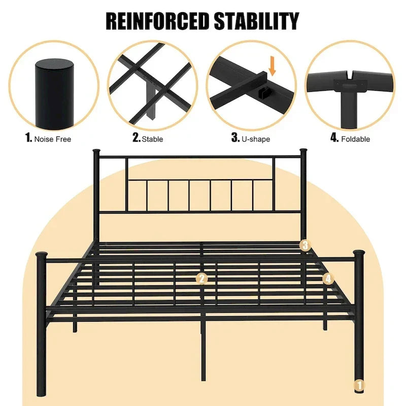 Futzca Bed Frame Featuring Headboard and Footboard