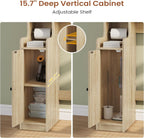 Over the Toilet Storage Cabinet with 3 Doors, Farmhouse Space Saver for Bathroom Organizer with Paper Holder, 10 Shelves and Hooks, 7 - Tier Over Washing Machine Cabinet for Laundry, Bathroom, Natural