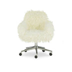 Amber Off-White Faux Fur Executive Chair