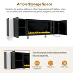 Contemporary Black 68.1" TV Stand with Fireplace and 2 Spacious Cabinets for TVs Up to 78"