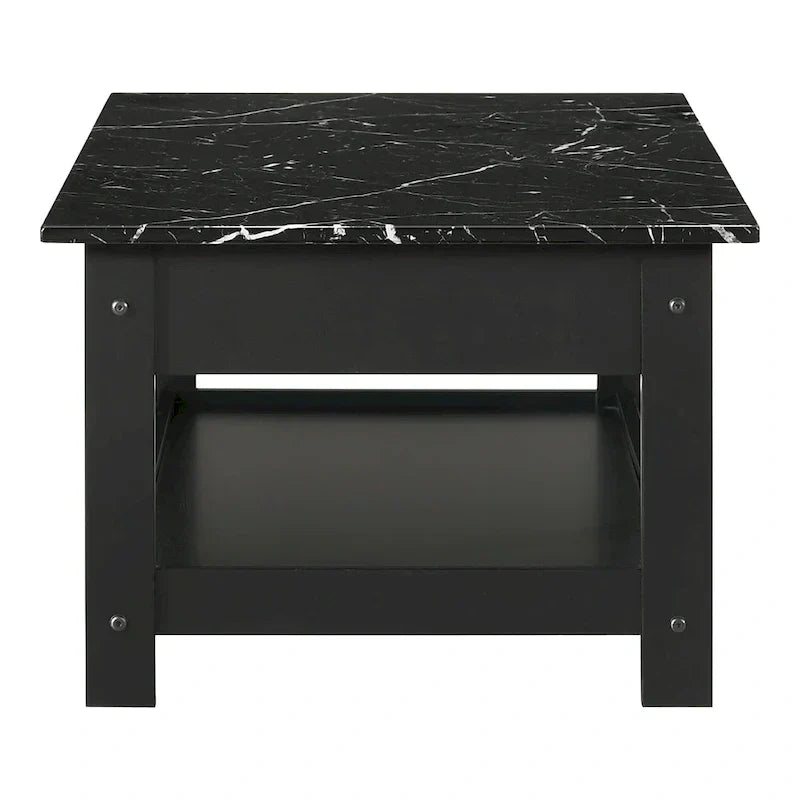 Denhour DH BASIC 4-Piece Open-Shelf Coffee Table Set with Drawer in Transitional Rubberwood