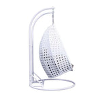 LeisureMod 2 Person Hanging Egg Chair with Stand - Outdoor/Indoor Rattan Wicker Patio Swing Hammock Lounger with Cushions
