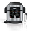 OL701 14 in 1 SMART XL 8 Qt. Pressure Cooker Steam Fryer with SmartLid & Thermometer Auto Steam Release, that Air Fries, Proofs & More, 3 Layer Capacity, 5 Qt. Crisp Basket, Silver/Black