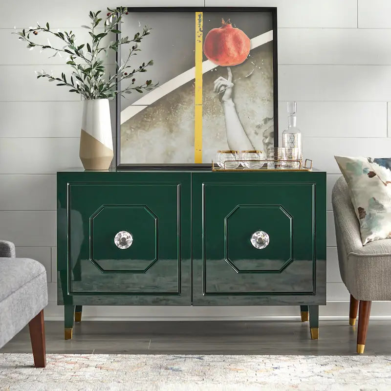 angelo:HOME Jaslene Glossy Glam Media Buffet Cabinet