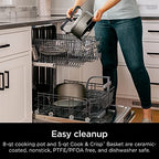 OL701 14 in 1 SMART XL 8 Qt. Pressure Cooker Steam Fryer with SmartLid & Thermometer Auto Steam Release, that Air Fries, Proofs & More, 3 Layer Capacity, 5 Qt. Crisp Basket, Silver/Black