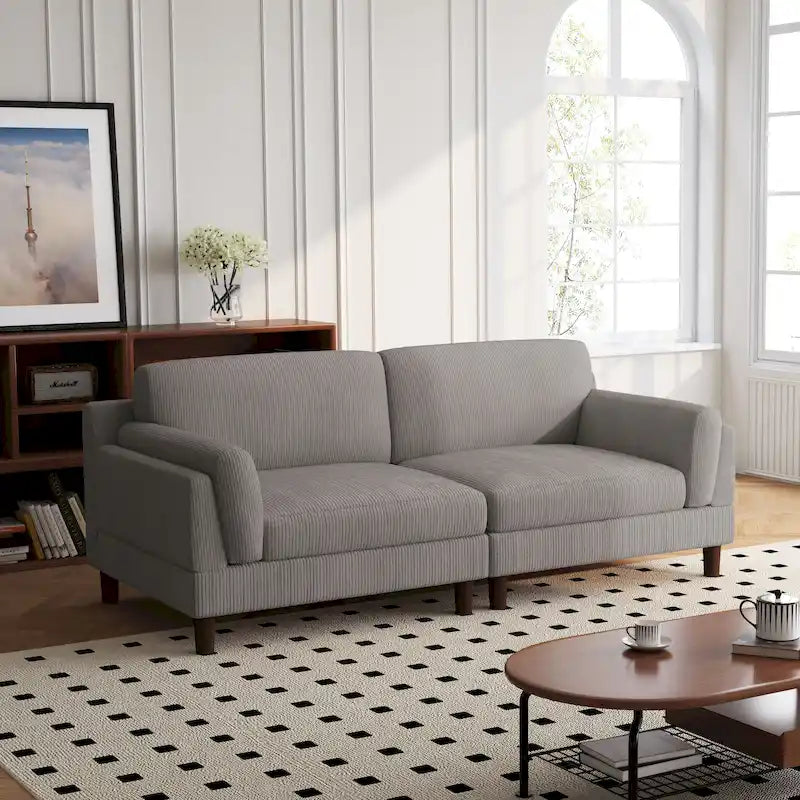 90-Inch Oversized Corduroy Sofa for Living Room with Reversible Cushions