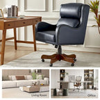 HULALA HOME Pete Adjustable Height Faux Leather Swivel Executive Chair with Tilt Mechanism