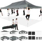 COBIZI 10x20 Heavy Duty Pop up Canopy Tent with 6 sidewalls Easy Up Commercial Outdoor Canopy Wedding Party Tents for Parties All Season Wind & Waterproof Gazebo with Roller Bag,Black(Frame Thickened)