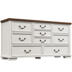 Enhomee Wood Dressers for Bedroom with 9 Drawers White Dresser Chest of Drawers for Living Room