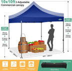 COBIZI 10x20 Heavy Duty Pop up Canopy Tent with 6 sidewalls Easy Up Commercial Outdoor Canopy Wedding Party Tents for Parties All Season Wind & Waterproof Gazebo with Roller Bag,Black(Frame Thickened)