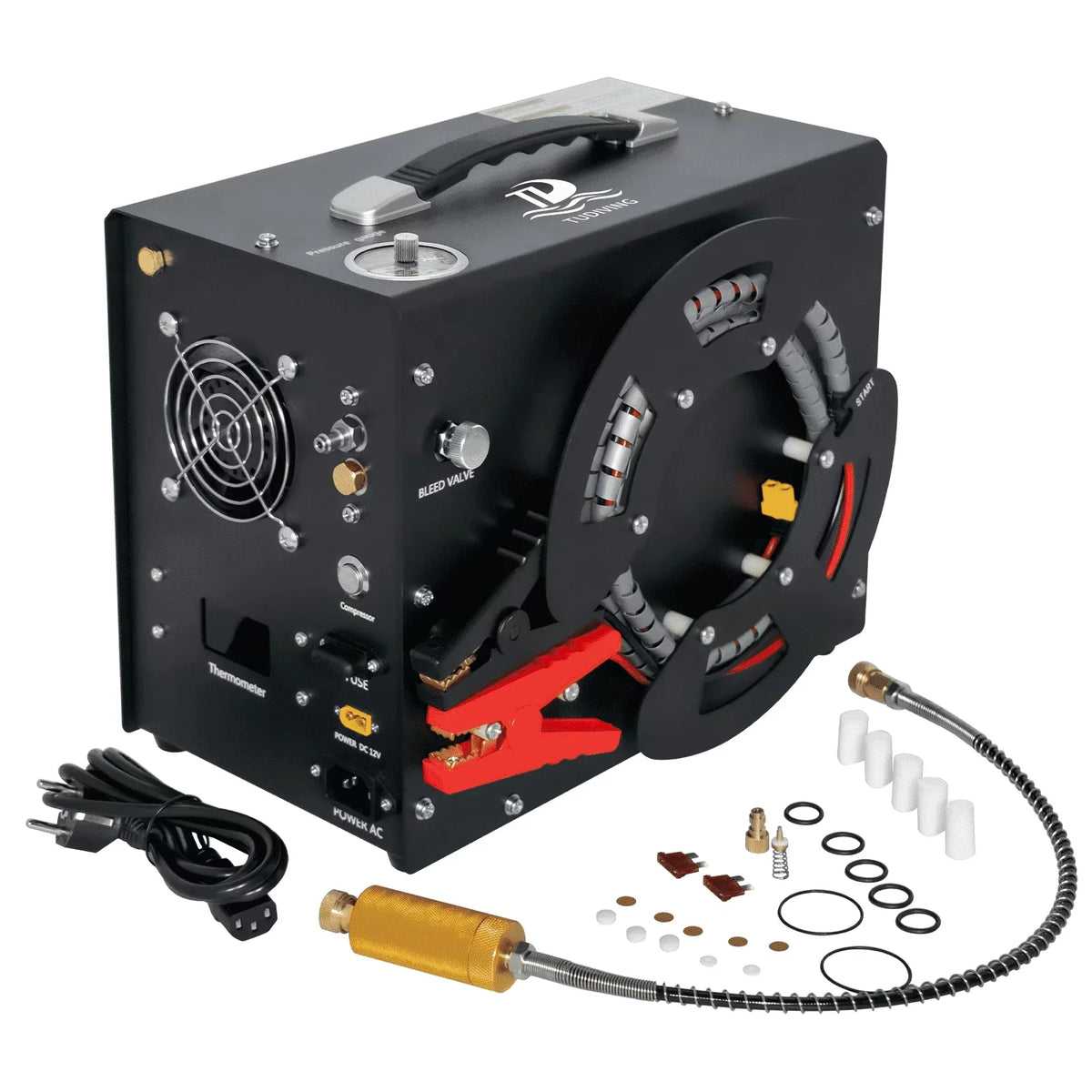 TUDIVING PCP Air Compressor, Built in Converter, 4500psi/300bar Pcp Compressor Auto stop