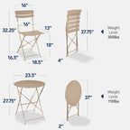 Best Choice Products 3-Piece Small Bistro Set, Folding Patio Furniture Set of 2 Chairs and Table - Black