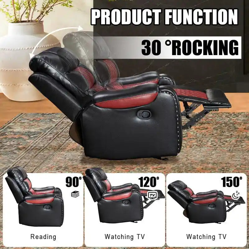 Spacious Faux Leather American-Style Recliner Chair for Living Room