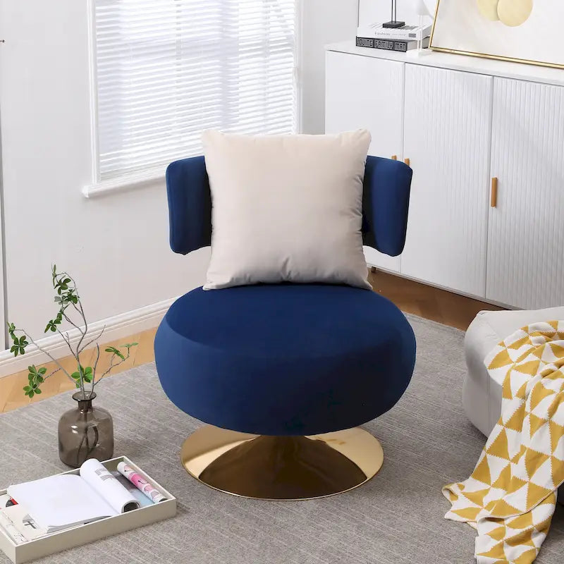 Round Barrel Chair with Fabric and Swivel Design