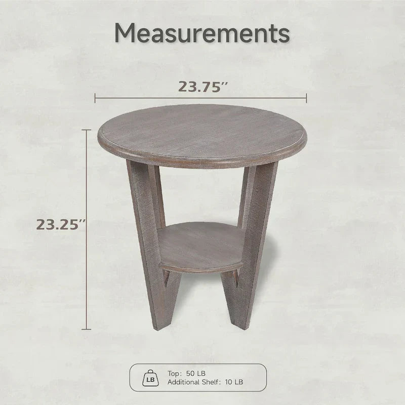 COZAYH Set of 2 Rustic Farmhouse End Tables with Storage Shelf - Vintage Grey French Country Accent Side Tables