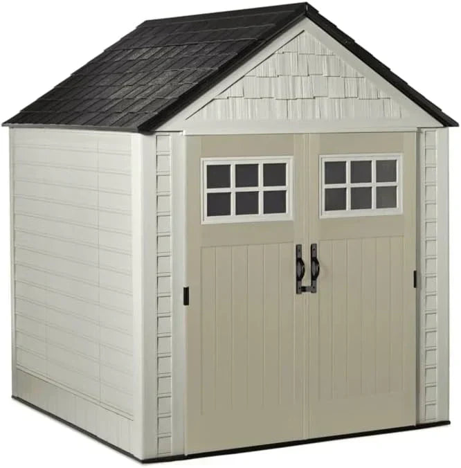 Rubbermaid Resin Outdoor Storage Shed With Floor Weather Resistant Gray Organization for Home