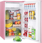 Upstreman 3.2 Cu.Ft Mini Fridge with Freezer, Single Door Mini Fridge, Dorm Fridge, Adjustable Thermostat, Mini Refrigerator for Bedroom, Office, Dorm, Black-BR321