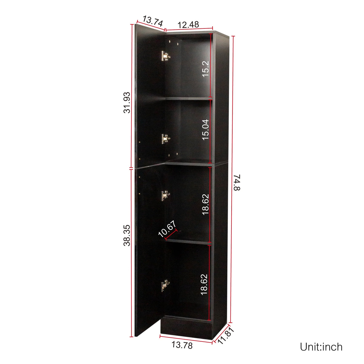 Slim Tall Storage Cabinet, Pantry Cabinet with Doors Shelves Small Space for Kitchen Living Room Bathroom