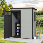 Modfusion 4.62.66.3 Ft Resin Storage Shed with Window, Floor, Plastic Roof, Storage Cabinets for Brooms Vacuum Cleaners Fits 65 to 68 in, Winter Gear Box, Black