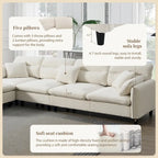 110-Inch L-Shaped 5-Seater Sectional Sofa with Removable Ottoman, Cloud Chenille Fabric, and 5 Cushions