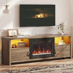 71-Inch TV Stand for 75-Inch TVs with LED Fireplace and Storage Cabinet